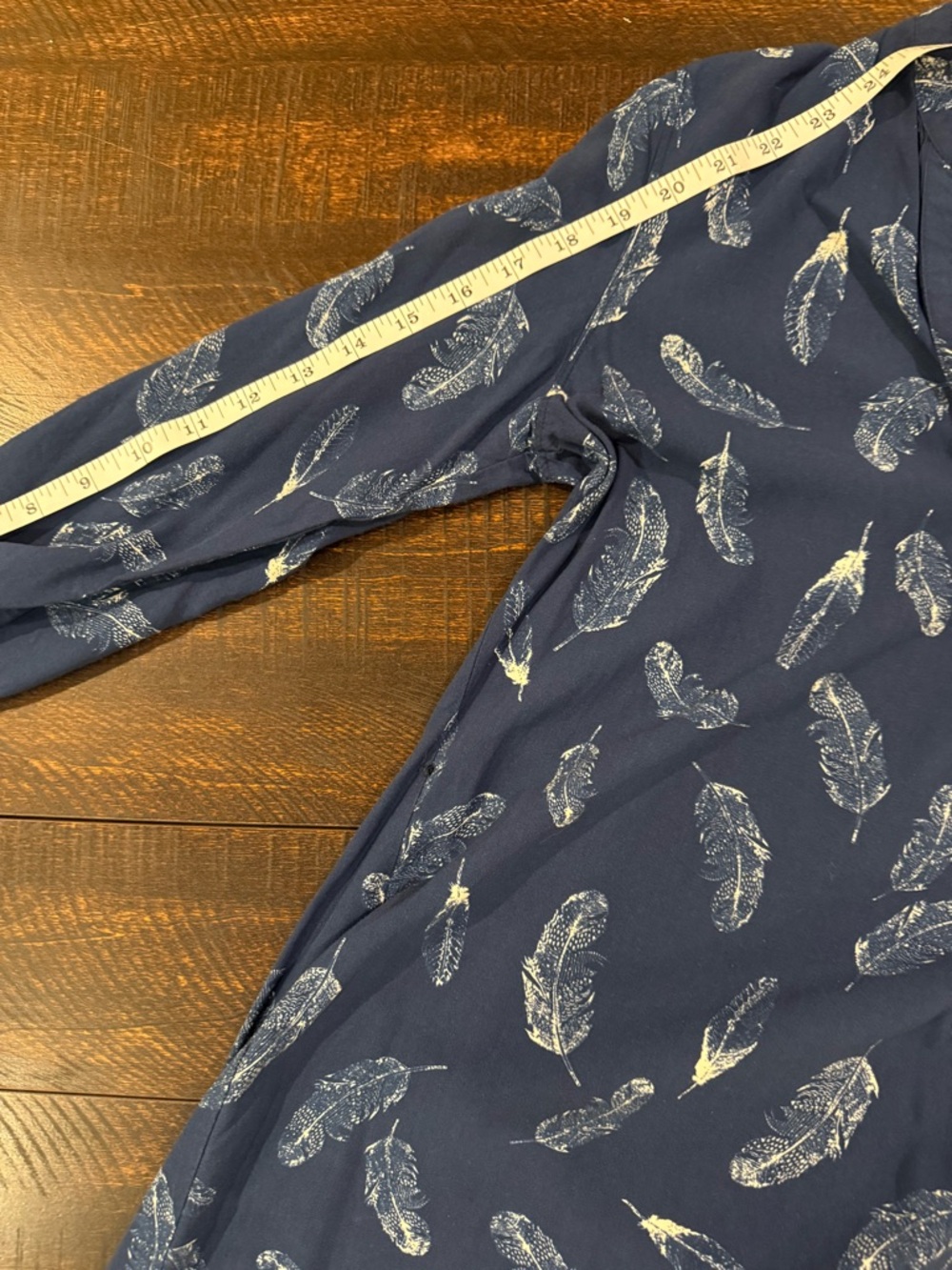 Banana Republic Feather Print Tunic Dress Blue Long Sleeve Size 6 - Picture 11 of 13